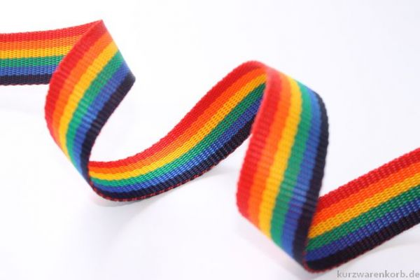 Gurtband 3 cm - 100% Polyester - Regenbogenfarben