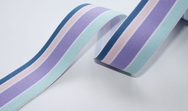 Gummiband 40 mm - flieder-blaufarben gestreift