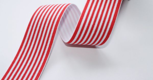 Gummiband 40 mm - rot-weiß gestreift