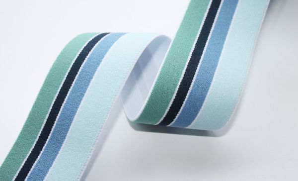 Gummiband 40 mm - blau-grün-farben gestreift
