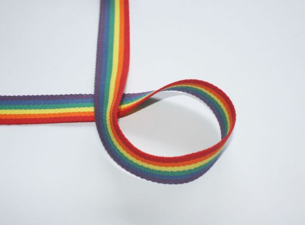 Gurtband 3 cm - Regenbogenstreifen - 100 % Baumwolle