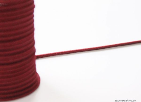 Kordelgummiband - 3 mm - weinrot
